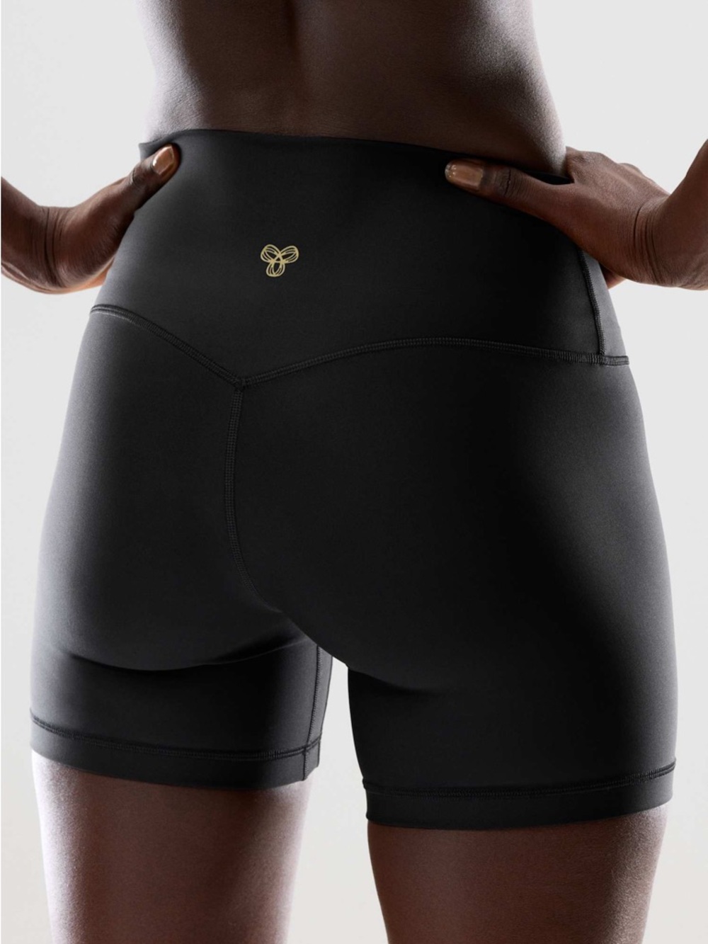 Aritzia Golden Black Mid-Rise Athletic Bike Shorts